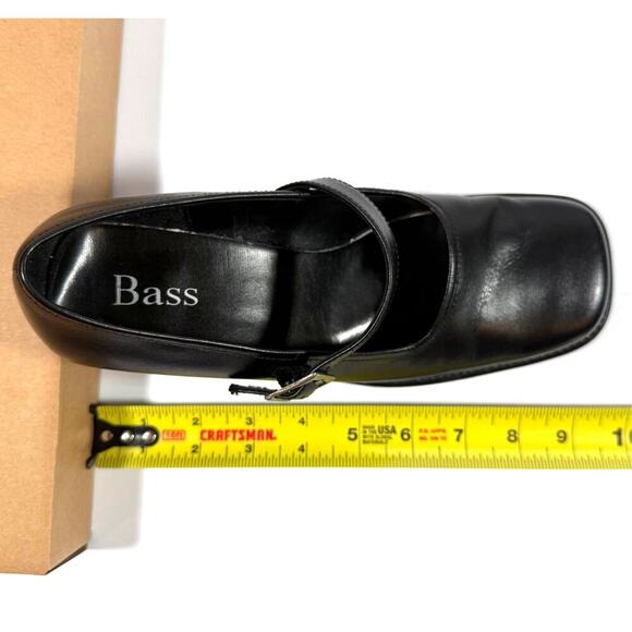 Bass Barry Mary Jane Y2K Black Leather Square Toe Buckle Pump Heels Sz 8 - Picture 9 of 10